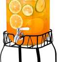 1 Gallon Glass Beverage Dispenser with Stand, Stainless Steel Spigot and Lid, Glass Drink Dispensers for Parties, Drink Dispensers with Lids for Lemonade Sun Tea Mason Jar