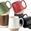 Hasense Ceramic Coffee Mugs Set of 6, 15 oz Large Porcelain Mugs with Handle for Women Men, Colorful Coffee Cups for Latte, Tea, Cappuccino, Microwave & Dishwasher Safe