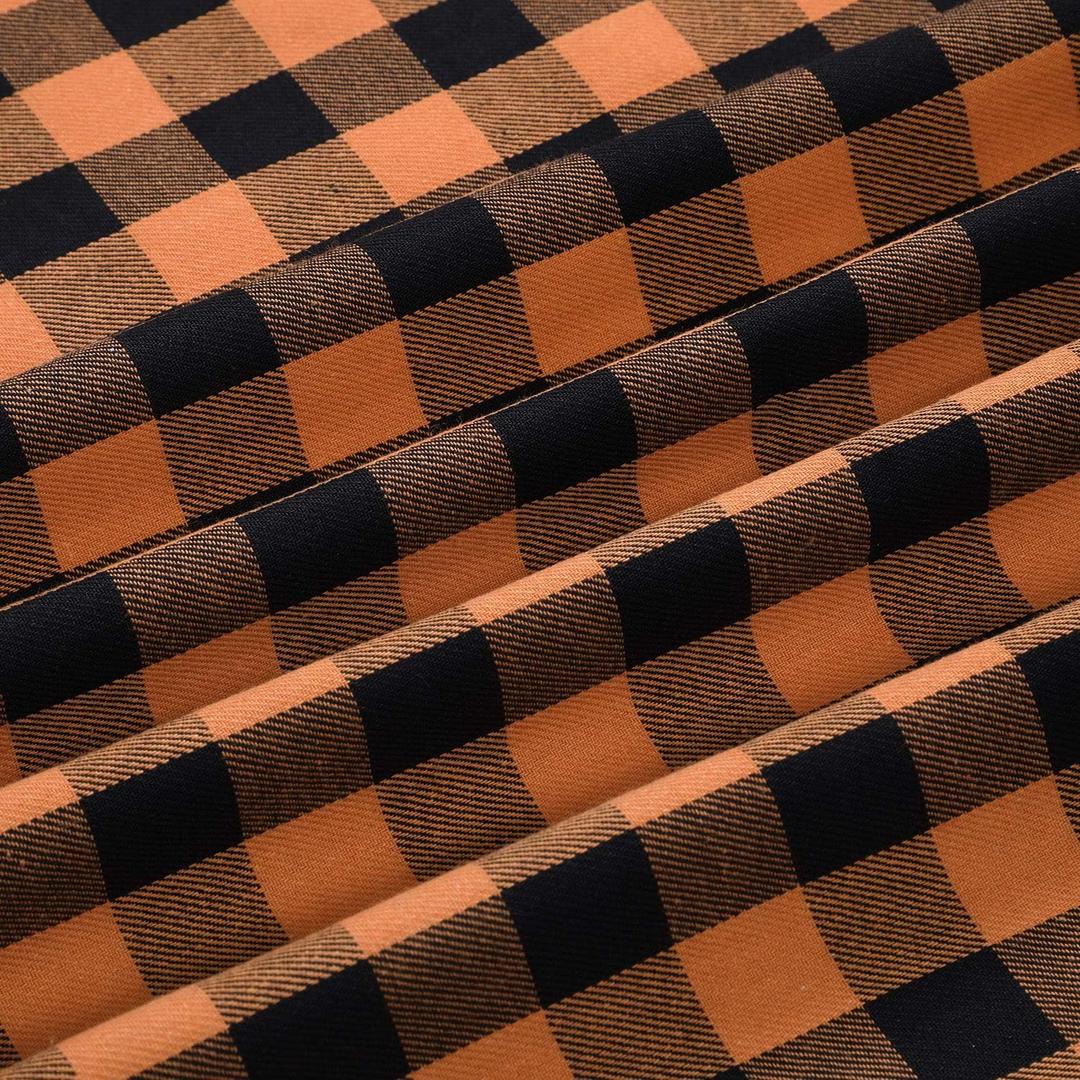 Tatuo Buffalo Plaid Fabric 56 x 36 Inch Christmas Thanksgiving Plaid Cotton Checkered Buffalo Fabric by The Yard Precut Patchwork Sewing for DIY Craft Sewing Home Christmas Decoration(Orange-Black)