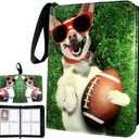 Football Card Binder 400 Pockets, Trading Card Binder 4 Pocket with 50 Removable Sleeves Fits 400 Sport Cards, 3 Ring Card Holder Binder with Zipper, Collector Storage Album (Black)