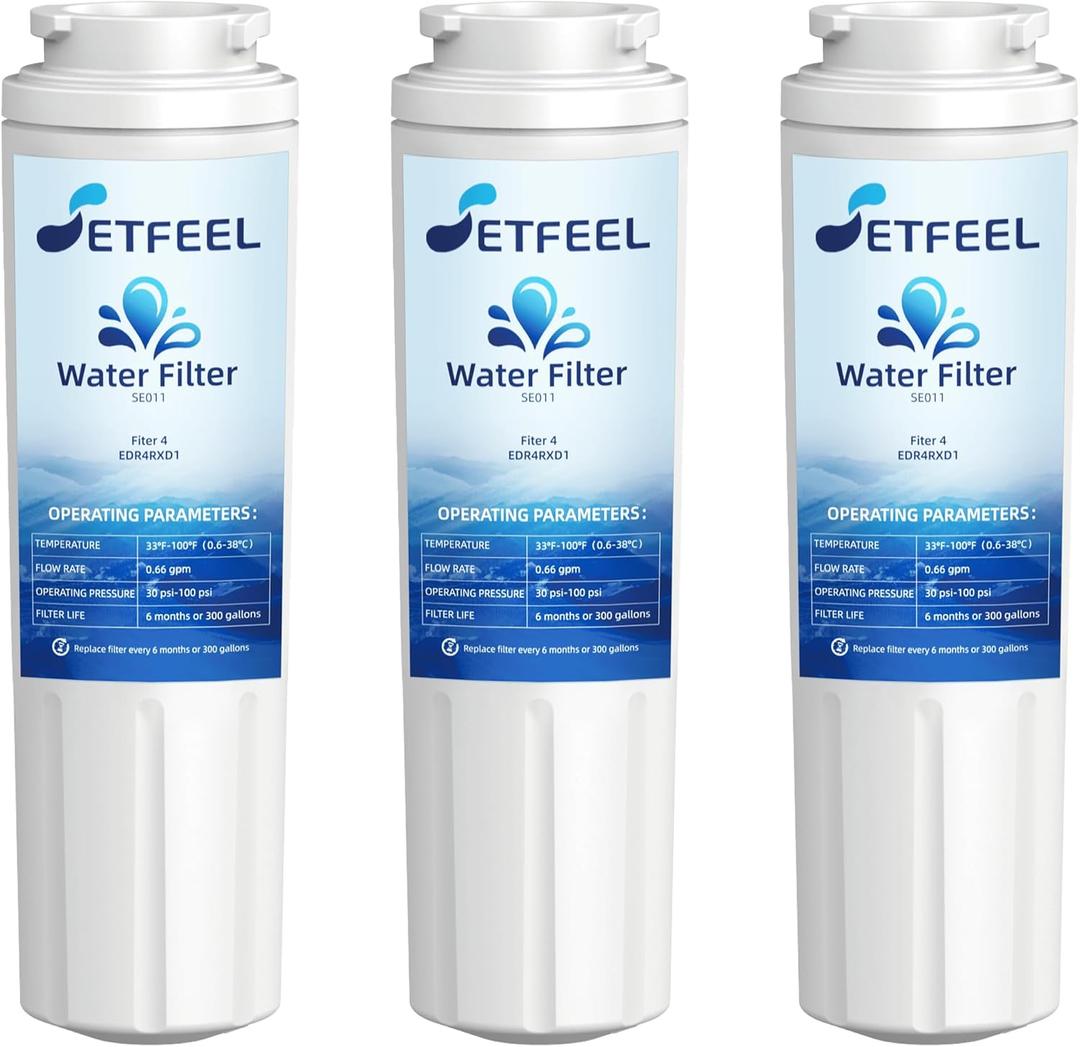 UKF8001 Water Filter Replacement for Whirlpool EDR4RXD1, Fiter 4, EDR4RXD1 Fit Kitchenaid Refrigerator Krfc300ess01 wrx735sdbm00 wrx735sdhz01 UKF8001AXX-200, HDX FMM-2, 3 Filter SETFEEL