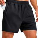 MAGCOMSEN Men's Athletic Shorts 5" Quick Dry Lightweight Linerless Gym Workout Hiking Shorts with Zipper Pockets, Large, Black