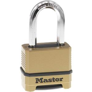 Master Lock Combination Lock, Heavy Duty Weatherproof Padlock, Resettable for Outdoor Use, Brass Finish, M175XDLF (1.2 x 2 x 3.87 inches (1 Pack))