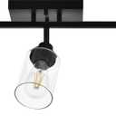 MELUCEE 3 Light Bathroom Vanity Light Black Track Lighting Fixtures Ceiling, Vanity Lighting Fixtures with Rotatable Track Head for Hallway Porch Foyer Bath Storage, Clear Glass Shade