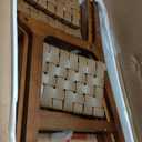 CangLong Bar Stool Set of 2, Counter Stool with PU Leather Woven Straps Seat & Back, Wooden Frame Bar Chair 24" Seat Height for Kitchen Island & Pub, Walnut+Brown