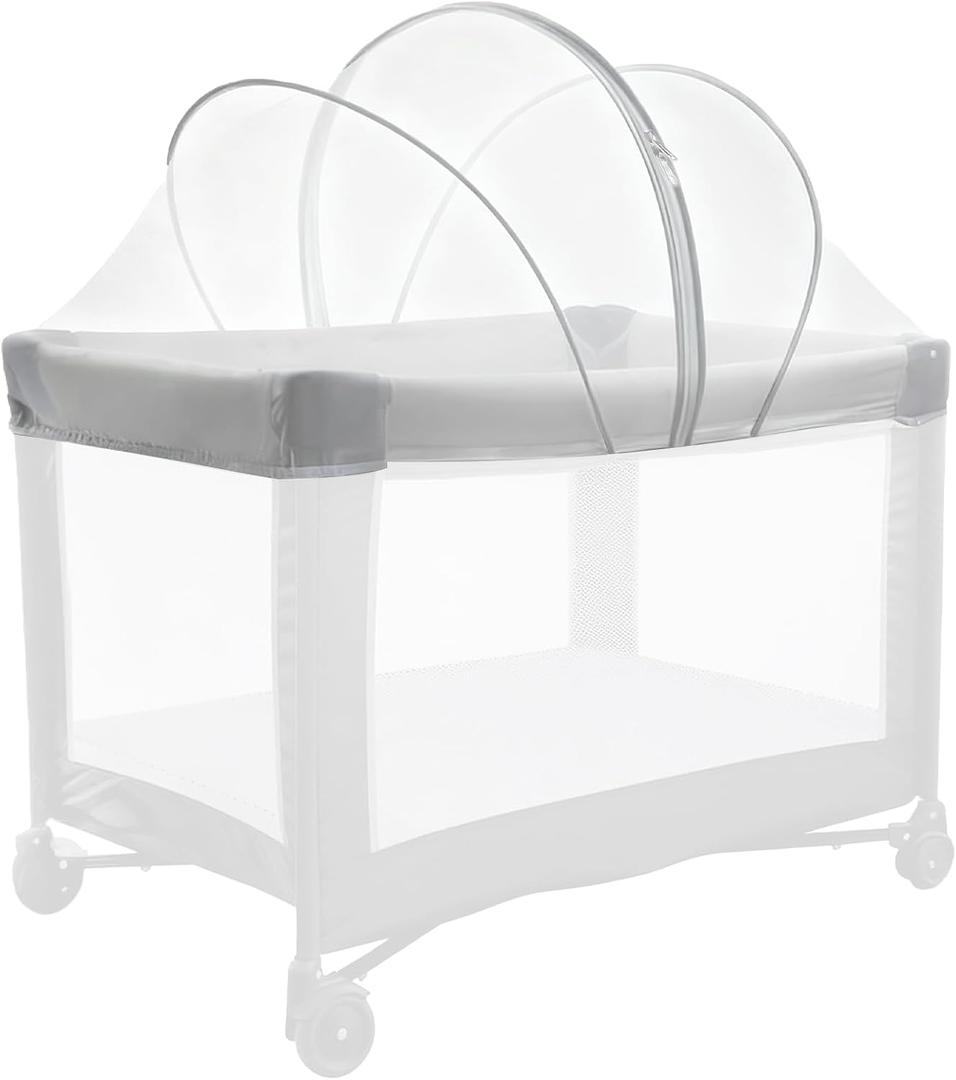 Mosquito Net for Pack N Play, Keep Cats Out, Netting Cover with 2-Way Zipper for Playpen, Foldable with Storage Bag, White