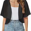 ZNVGIRL Women Shrug Chiffon Cardigans Open Front Short Sleeve Bolero for Evening Dressy L