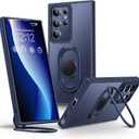Shields Up for Samsung Galaxy S24 Ultra Case with Stand, Galaxy S24 Ultra Case with Double Ring Holder [Adjustable & Foldable] Protective Translucent Matte Cover for Samsung S24 Ultra - Frosted Blue
