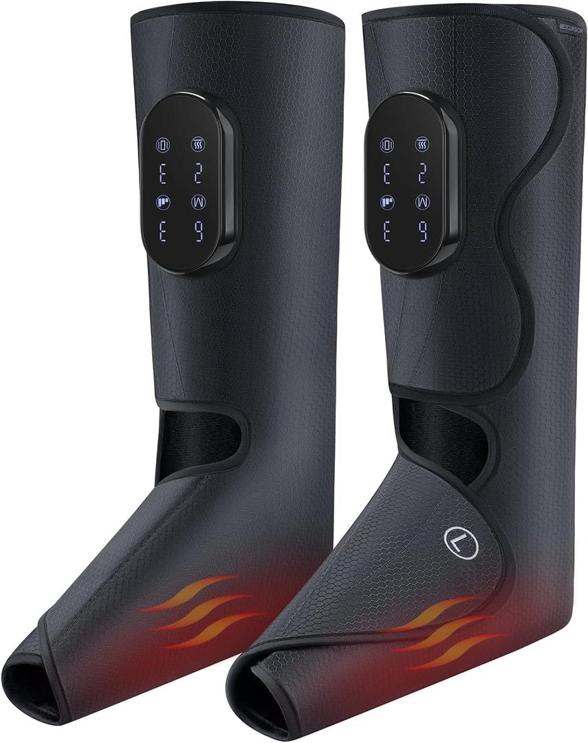 Medcursor Cordless Foot and Leg Massager with Heat, Rechargeable Leg Massager for Circulation and Pain Relief After Exercise, Portable Massager Boots for Home Office Gym Use Black