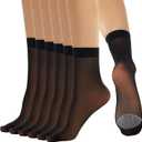 Yilanmy 12 Pairs Sheer Socks Ankle High Run Resistant 20D Thin Nylon Socks for Women (Black)