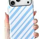 Skyseaco for iPhone 17 Pro Max Case Trendy Striped Phone Case for Women Girl Shockproof Slim TPU and Hard Back Protective Cover - Red and White