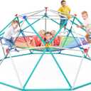 Hapfan Climbing Dome with Climbing Cargo Net, 10 ft Dome Jungle Gym with Hammock for Kids Outdoor Playset Monkey Bars Backyard