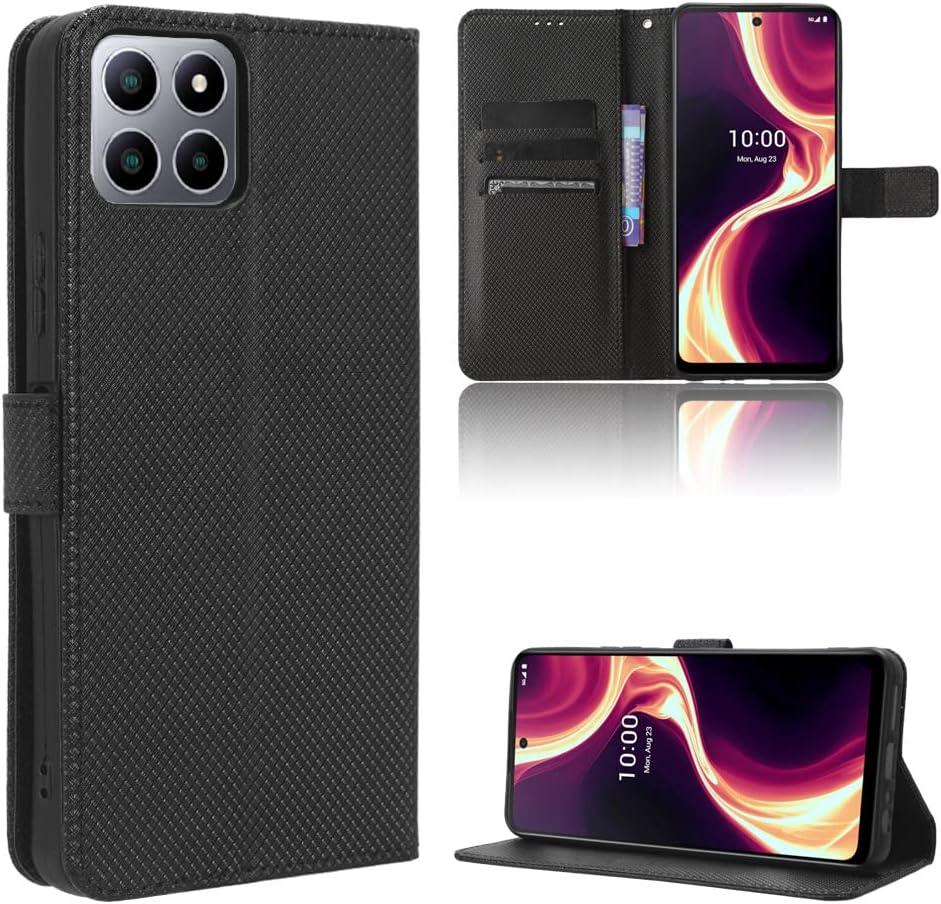 Case for Boost Mobile Celero 5G+ Leather Case Cover,PU Leather flip Cover Case for Boost Mobile Celero 5G Plus Case Cover Black