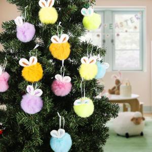 2 x 12 Pcs Easter Ornaments Plush Bunny Easter Tree Ornaments Bunny Hanging Decorations Rabbit Butt Ears Rabbit Decor