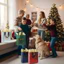 STYPOP 16 Pack 10" Christmas Gift Bags Medium Size with Tissue Paper, Reusable Non-Woven Christmas Tote Bags with Handles, Perfect for Holiday Gift Wrap/Party Favor Supplies, 10.2"  8.3"  4"