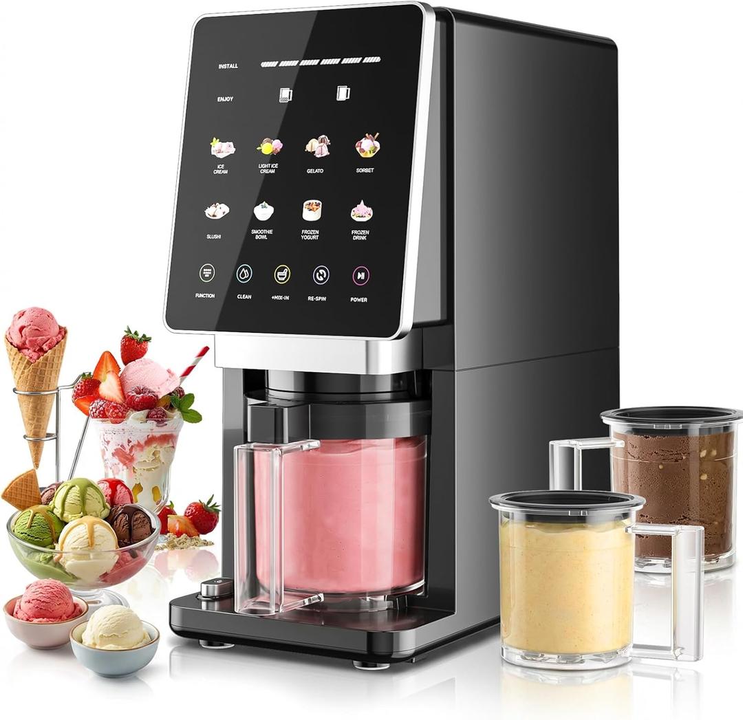 Baotree Ice Cream Maker, 11-in-1 Frozen Dessert Machine with 3 Pints