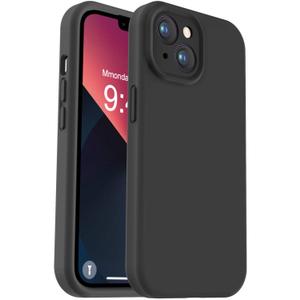 Vooii Compatible with iPhone 13 Case, Liquid Silicone Upgrade [Camera Protection] [Soft Anti-Scratch Microfiber Lining] Shockproof Phone Case for iPhone 13 6.1 inch - Black