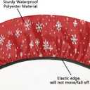 Pardick Red Christmas Round Fitted Tablecloth with Elastic Edge, Reindeer Santa Fitted Table Cloth Waterproof Wipeable Table Cover Holiday Tablecloth, Fits Tables up to 45"-56" Diameter
