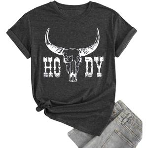 Howdy Shirt Women Western Vintage Country Music Casual Short Sleeve Tee Tops (XL)