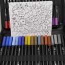 ZENO 72 Dual Tip Markers Set-C with Case  No-Bleed Art Markers for Adults  Fine & Brush Tips - Watercolor Pens for Journaling, Artists, and Creative Projects
