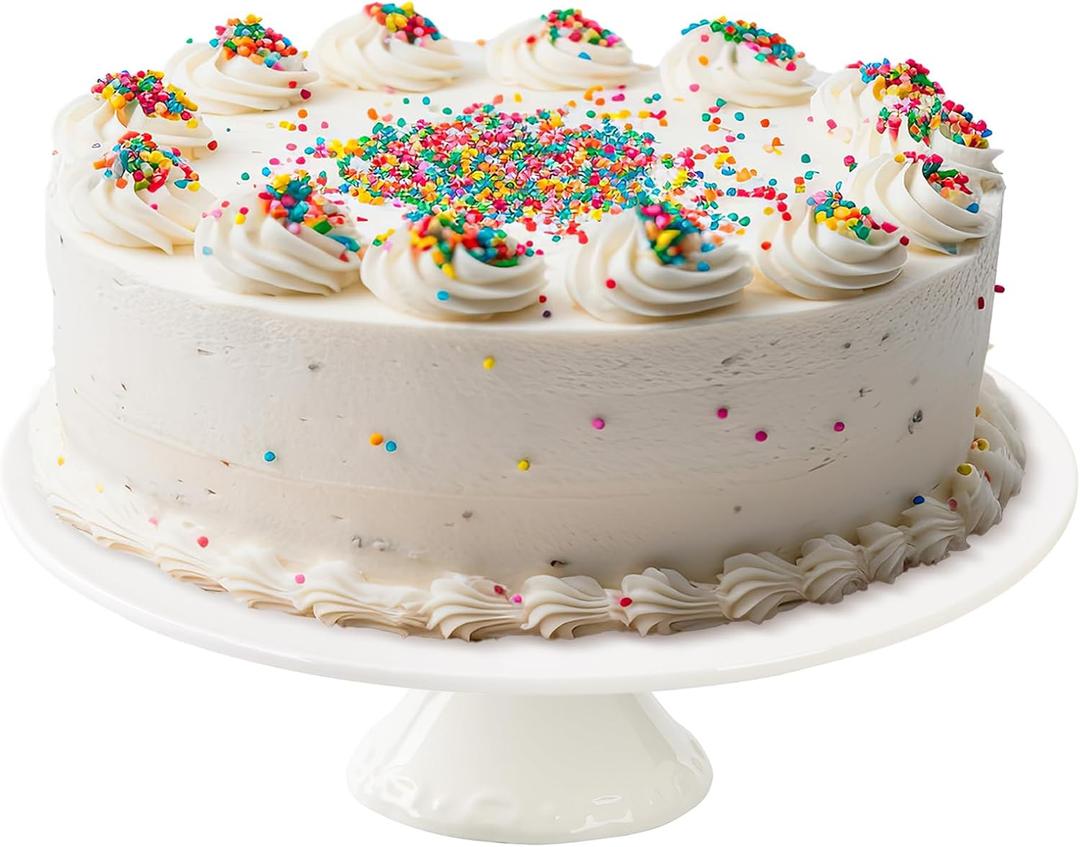 12 Inch Round White Ceramic Cake Stand, Decorative Cupcake Stand, Dessert Display Plates for Snacks and Cookies, Baby Shower, Birthday, Wedding Party Decor