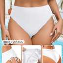 SHEKINI Women's Bikini Bottoms Sexy Ruched Swim Bottom Cheeky Swimsuit High Waist Half Coverage Tankini Shorts, Small 