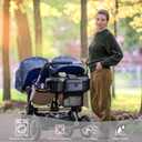 TOPDesign Universal Baby Stroller Organizer, Double Stroller Caddy with Detachable Mesh Bag & Heightened Insulated Cup Holders & Non-Slip Secure Hooks Accessories, Fits Most Strollers (Blue)