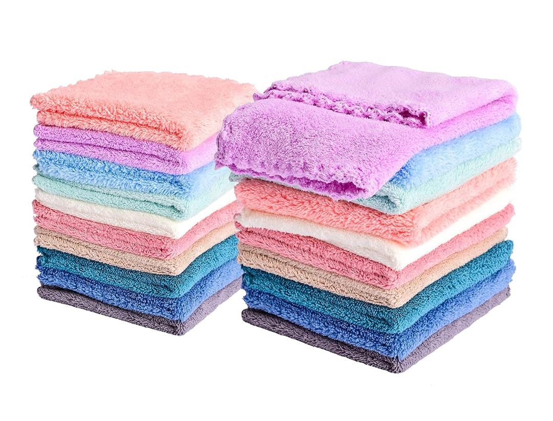 Kyapoo 20 Pack Baby Washcloths Microfiber Coral Fleece Extra Absorbent and Soft for Newborns, Infants and Toddlers (Multicolor)