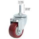 2 x Finnhomy Swivel Caster Wheels 2 Inch Heavy Duty Threaded Stem Casters 1/4" - 20 x 1 Set of 4 for Wire Shelve Wheels PU Load Bearing 800 Lbs Anti-wear Smooth Casters, Red