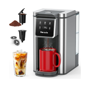 Single Serve Coffee Maker for K-Cup Pod and Grounds, Hot and Iced Coffee Maker, Stainless Steel Coffee Maker, Strong Button Feature, 6 to 14oz Brew Sizes, 50oz Removable Tank, Up to 6.5 Inch Cup, Grey