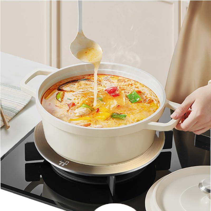 ACTIV CUISINE 7.9 Inch Heat Diffuser for Glass Cooktop, Stainless Steel Induction Adapter Simmer Plate, Gas Stove Converter Disk with Detachable Handle