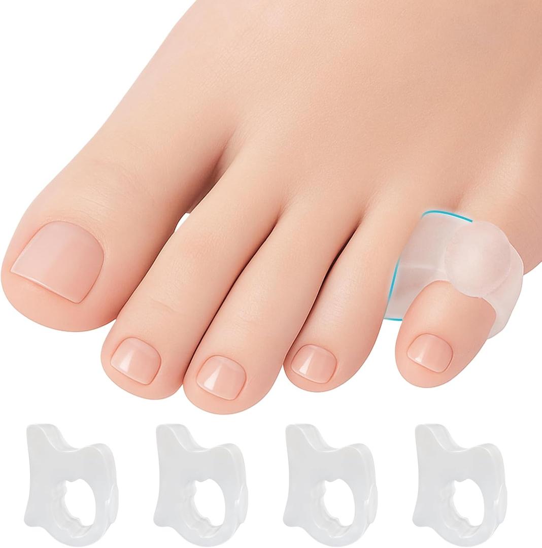 5 STARS UNITED Toe Spacers for Men & Women – 3Big and 1 Pinky Gel Separators for Overlapping & Curled Toes, Bunions, Alignment - Diabetic Foot Care, Silicone Spreader, Corrector & Straightener, Clear
