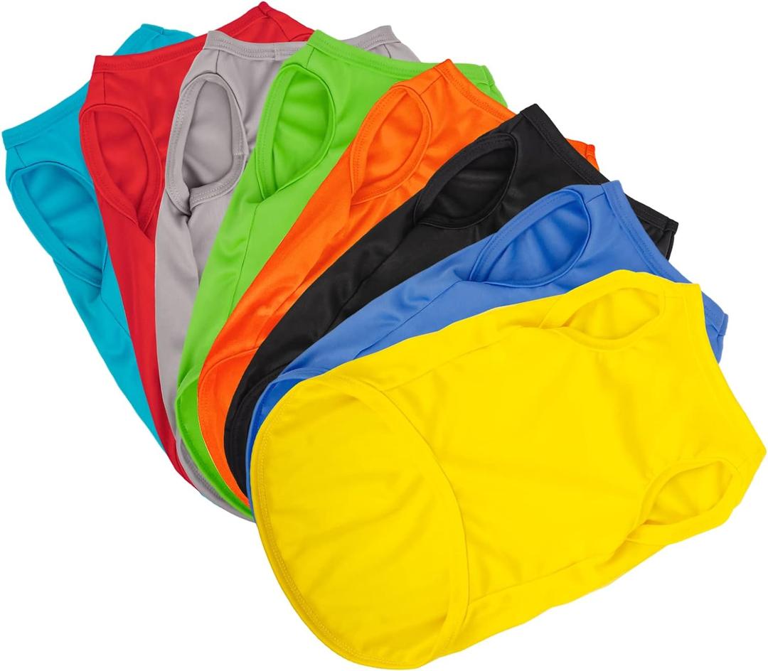 Hozz 8 Pieces Dog Shirts Pullover Soft Blank Puppy T-Shirt Small Dogs Colorful Solid Pet Summer Clothes Plain Shirts Sleeveless Outfit for Most Dogs Cats Puppy Pet no Shrink, S