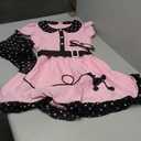 50s Costumes for Girls 50s Poodle Dress with Polka-Dot Printed Scarf for Kids Halloween Costume Large