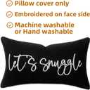 Sunkifover Let's Snuggle Decorative Lumbar Pillow Cover - 12x20 Inch Black and White Cotton Embroidery Throw Pillowcase for Bed, Bedroom, Living Room, Home Decor