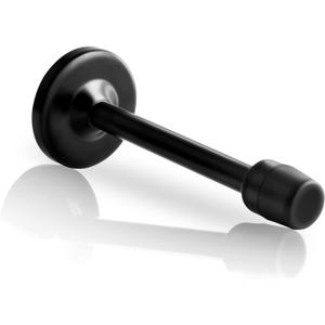 Door Stoppers, 6 Inch Long Door Stop Heavy Duty Stainless Steel Doorstops Wall Mount Door Stops with Sound Dampening Rubber Tip, Modern Door Stoppers for Bottom of Door, Black 1 Pack