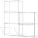 Purse Organizer for Closet, 5Pack Stackable Storage Bins, Clear Acrylic Display Case with Magnetic Door, Closet Organizers and Storage for Handbag Organzier, Heels, Collectibles (8.7"D x 14.2"W x 10.6"H)