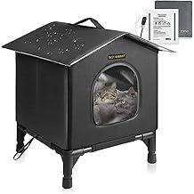 Heated Cat House for Indoor Cats in Winter, Waterproof, Fully Insulated Shelter for Stray and Feral Cats, Great for Cat Houses for Outdoor Cat and Cat Beds for Indoor Cats (BlackHeat, Small)