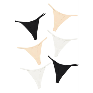 DEANGELMON Seamless G-string Thongs for Women - No Show Thong Underwear Low Rise Stretch Panties Workout Pack, S