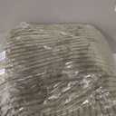 MeMoreCool Square Stuffed Pouf Ottoman Foot Rest, Stripe Furry Floor Pouf Foot Stool with Foam Chunk Filling, Soft Fluffy Stuffed Ottoman Footrest for Living Room, Faux Fur Green