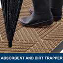 Smiry Front Door Mat Outside Entrance, Heavy Duty Sturdy Natural Rubber Doormat, Trap Dirt and Moisture, Easy Clean Low Profile Mats for Indoor Outdoor Entry, Irregular Triangle (47x32, Coffee)