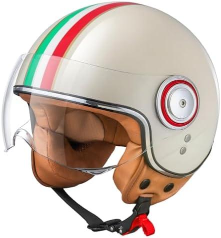 Comrider Open Face Motorcycle Helmet for Adults, Half Face Moped Helmets for Men, 3/4 Retro Vespa Helmet, Classic Vintage Motorcycle Helmet for Women, DOT Approved