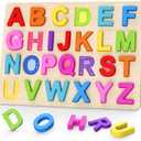 Zeoddler Alphabet Puzzles, Wooden Puzzles for Toddlers, ABC Shape Puzzles for Kids, Preschool Learning Activities, Gift for Girls Boys