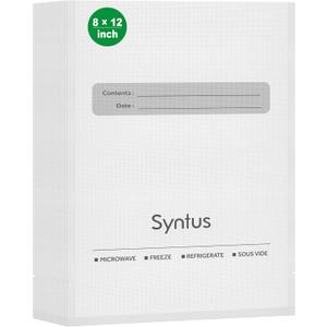 Syntus Vacuum Sealer Bags, 100 Count Quart 8" x 12" Comercial Grade PreCut Bag for Food, BPA Free Food Vac Bags for Storage, Meal Prep or Sous Vide