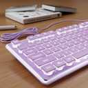 SEUNKWANG EWEADN GX710S Backlit Computer Keyboards, Wired USB Keyboard with White Backlit, Metal Panel, Plug and Play, Pudding Keycaps Full Size Quiet Computer Keyboard for Win/PC/Laptop-Purple