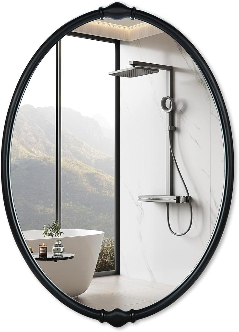 SIMON'S SHOP Oval Mirrors for Bathroom, Black Oval Mirror 24x32, Large Vanity Mirrors for Bathroom, Vintage Wall Mirror