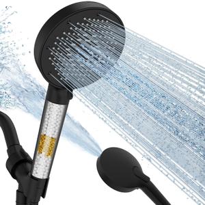 SR SUN RISE NSF Certified Filtered Shower Head with Handheld for Hard Water to Remove Chlorine High Pressure 9-Spray Setting (with Power Wash) Anti-Clog Nozzles(1 Filter, Matte Black)