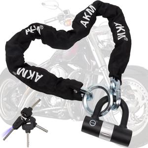 AKM Bike Lock Chain Lock 120cm/4ft Heavy Duty Durable 12mm Thick Anti-Theft Bicycle Chain Lock with 4Keys Security 16mm U Lock Disc Lock for Bicycle,Moped,Scooter,Motorcycle