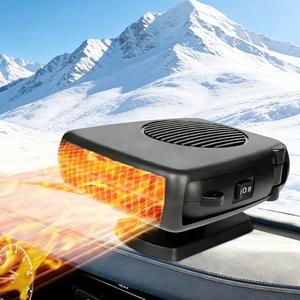 Portable Car Heater, 12v 200W Car Heater and Defroster, Windshield Defogger, 12 Volt That Plugs Into Cigarette Lighter, 2-in-1 Car Heaters for Vehicle, 360 Rotation, Black