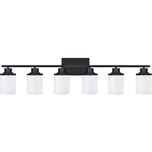 6-Light Bathroom Vanity Light with Milky White Glass Shade, Modern Vanity Lights for Bathroom Black Indoor Wall Mount Lights for Dressing Room Entryway Laundry Room